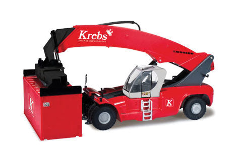 Liebherr Reachstacker LRS 645 Container Crane - Assembled -- With 3 Containers, (red, black)