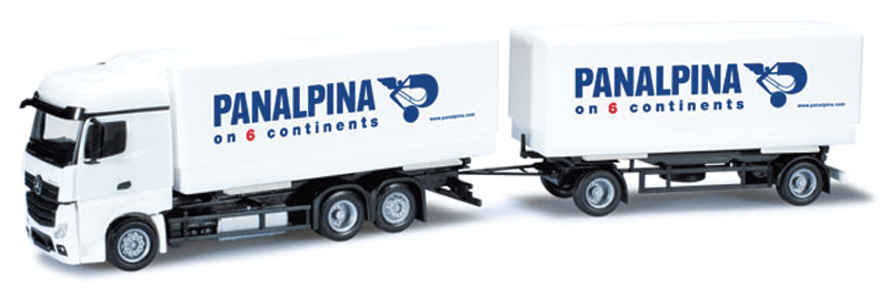Mercedes-Benz Actros Bigspace Truck w/ Trailer - Assembled -- Panalpina (white, blue, German Lettering)