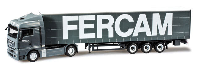 MAN TGX XLX Euro 5 Tractor w/Curtain-Wall Trailer - Assembled -- Fercam (gray, white, German Lettering)