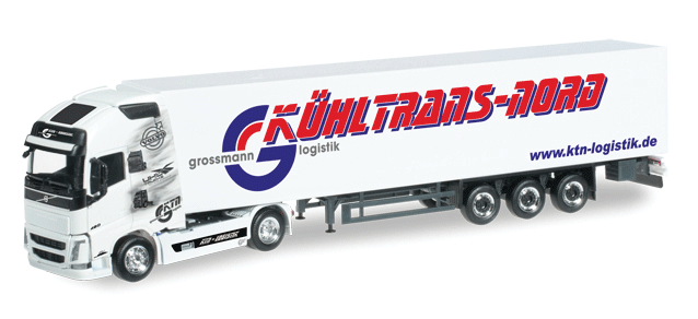 Volvo FH GL Tractor w/Reefer Trailer - Assembled -- KTN Logistics (white, red, blue, German Lettering)