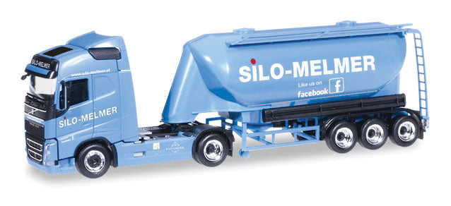 Volvo FH GL Tractor w/Bulk Tank Trailer - Assembled -- Melmer (blue, white, German Lettering)