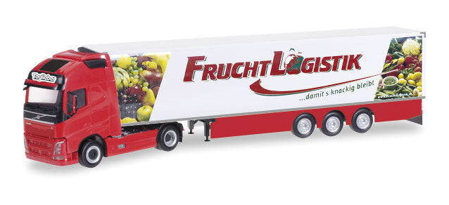 Volvo FH GI XL Tractor w/Reefer Trailer - Assembled -- Frucht Logistik (red, white, German Lettering)