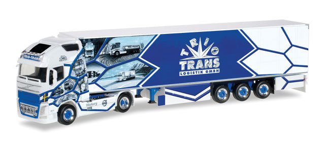 Volvo FH GL Tractor w/Reefer Trailer - Assembled -- Trio-Trans (blue, white, black, German Lettering)