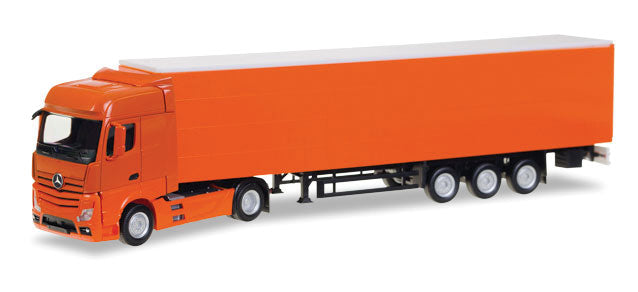 Mercedes-Benz Actros Tractor w/Curtain Trailer - Assembled -- Orange