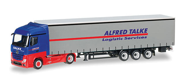 Mercedes-Benz Actros Tractor w/Curtain Trailer - Assembled -- Alfred Talke (blue, red, gray, German Lettering)