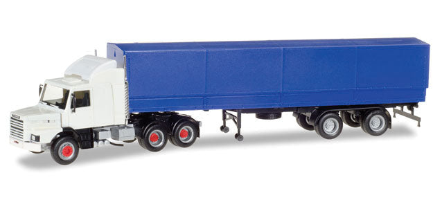 Scania 142 Hauber Tractor w/Canvas Low-Side Trailer - Assembled -- Various Standard Colors