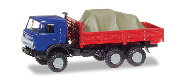 Low-Side Truck w/Load - Assembled -- Blue, Red