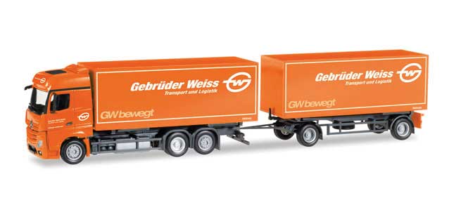 Mercedes-Benz Actros Bigspace Box Truck, Van Trailer - Assembled -- Gebruder Weiss (yellow, white, German Lettering)