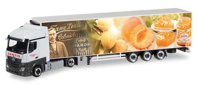 Mercedes-Benz Actros Tractor with Reefer Trailer - Assembled -- Zentis (125th Anniversary, Full-Color Graphics, white Tractor)