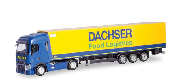 Renault T Tractor with Reefer Trailer - Assembled -- Dachser (blue, yellow)