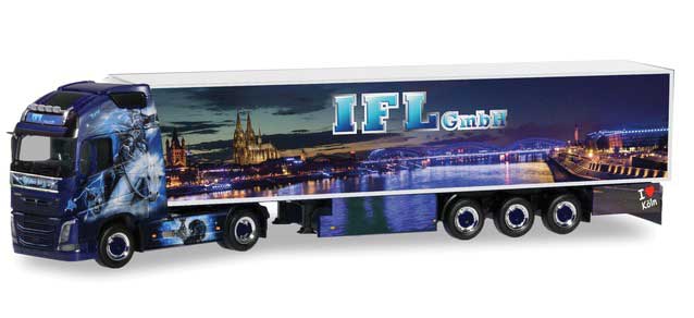 Volvo FH GL Tractor with Reefer Trailer - Assembled -- IFL Kohn (cityscape mural, German Lettering)