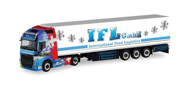 Volvo FH Tractor with Reefer Trailer - Assembled -- IFL Koln Swiss (white, blue, red, German Lettering)