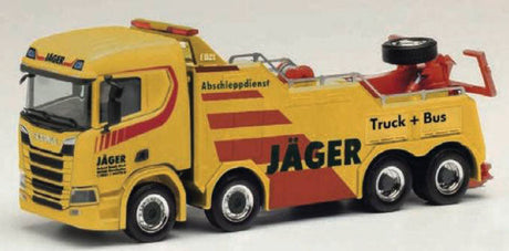 Scania CS 20 EMPL Heavy-Duty Tow Truck - Wrecker - Assembled -- Jager (yellow, red, black, German Lettering)