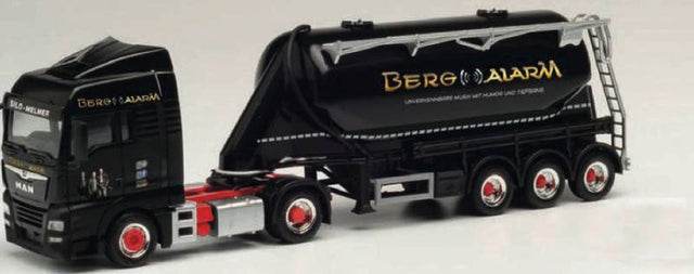 MAN TGX XLX 2-Axle Tractor with Bulk Silo Trailer - Assembled -- Melmer (black, red, gold, German Lettering)