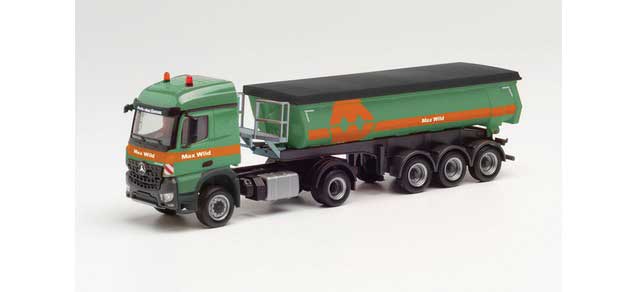 Mercedes-Benz Arocs Thermal Insulated Dump Truck - Assembled -- Max Wild (green, orange, German Lettering)