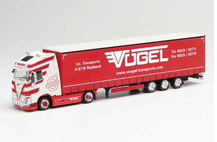 Volvo FH GL Lowliner Tractor with Van Trailer - Assembled -- Vogel (red, white, German Lettering)