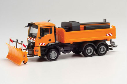 MAN TGS NN Snowplow Dump Truck with Salter - Assembled -- Orange
