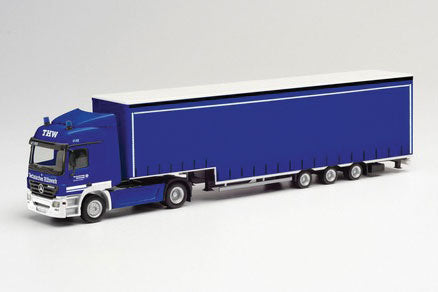 Mercedes-Benz Actros Tractor with Van Trailer - Assembled -- THW (blue, white, German Lettering)