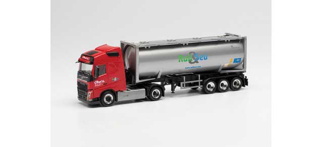 Volvo FH GL Tractor with Bulk Trailer - Assembled -- Obel (red, silver, German Lettering)