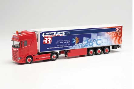 Scania CS 20 Tractor with Van Trailer - Assembled -- Spedition Rose/Trucker Babe Manu (orange, blue, white, German Lettering)