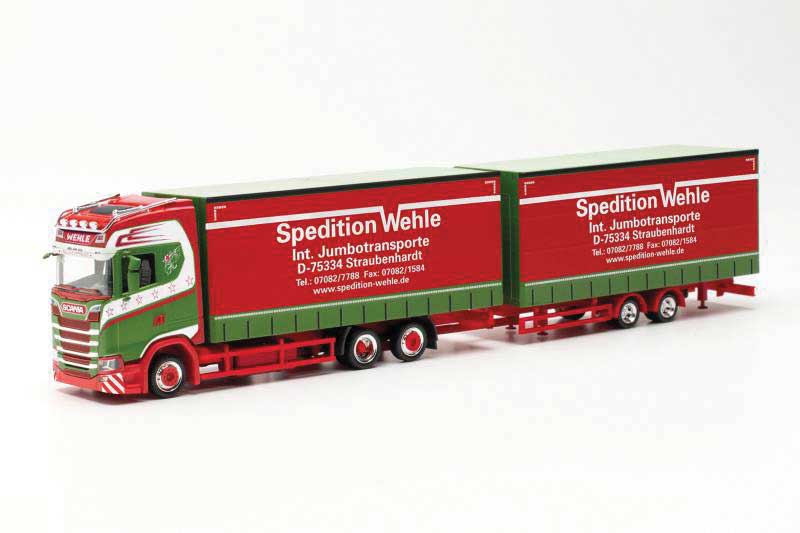 Scania CS 20 Curtain Truck w/Trailer - Assembled -- Spedition Wehle (red, white, green, German Lettering)