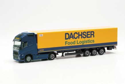 2020 Volvo FH Tractor with Reefer Trailer - Assembled -- Dachser (blue, yellow, green, German Lettering)