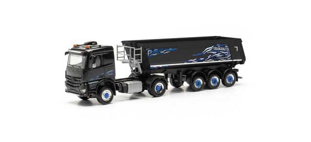 Mercedes-Benz Arocs Tractor with Dump Trailer - Assembled -- Wagner (black, blue, white)