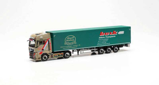MAN TGX Tractor with Walking Floor Trailer - Assembled -- Buck (green, gray, red, German Lettering)