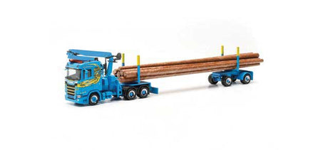 Scania CS 20 Tractor with Crane and Log Trailer - Assembled -- Martin Wittwer (blue)