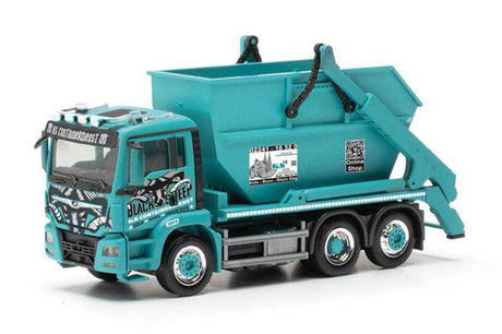 MAN TGS M Ak16 Skip Loader Truck - Assembled -- Containerdienst/Black Sheep (teal, black, German Lettering)
