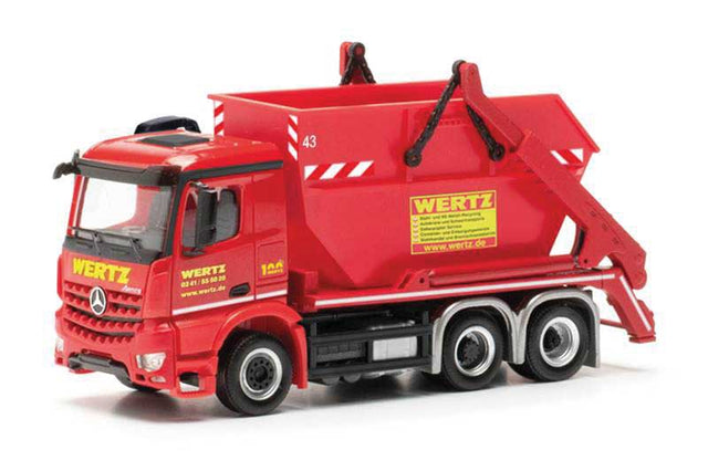 Mercedes-Benz Arocs Ak16 Skip Loader Truck - Assembled -- Wertz (red, yellow, German Lettering)