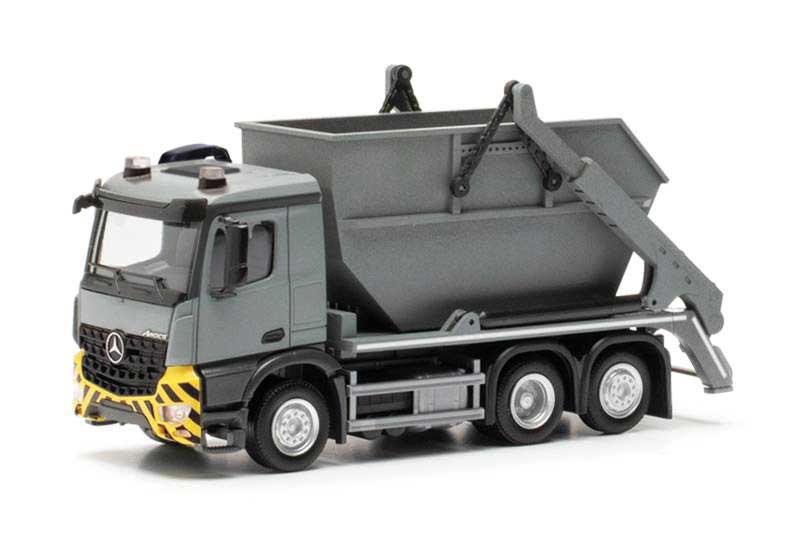 Mercedes-Benz Arocs Ak16 Skip Loader Truck - Assembled -- Municipal (gray, black, yellow)