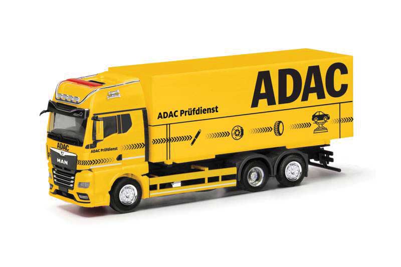 MAN TGX Interchangeable Box Truck - Assembled -- ADAC (yellow, balck, German Lettering)