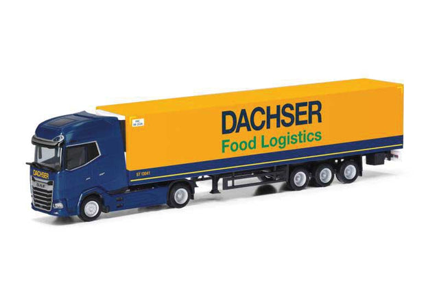 DAF XG+ Tractor with Curtain-Wall Trailer - Assembled -- Dascher (blue, yellow, green)