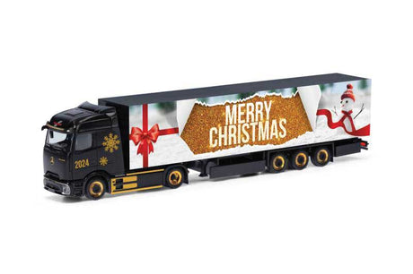 Mercedes-Benz E-Actros 600 Procabin with Van Trailer - Assembled -- Christmas 2024 (black, gold, white, red)