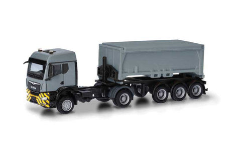 MAN TGS Tractor with Heavy-Dump Trailer - Assembled -- Municipal (gray, black)