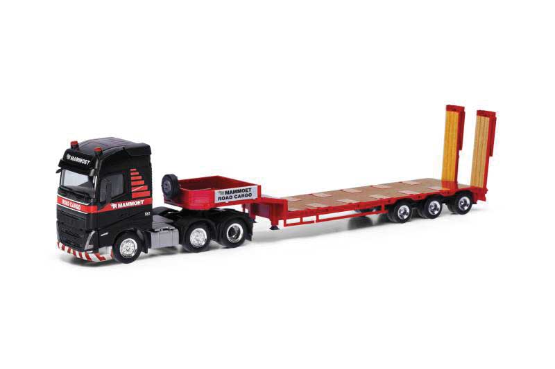 2020 Volvo FH Tractor with Lowboy Trailer - Assembled -- Mammoet (black, red, German Lettering)