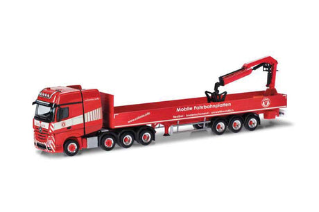 Mercedes-Benz Actros Heavy-Duty Tractor and Trailer with Hoist - Assembled -- Colonia (red, white, German Lettering)