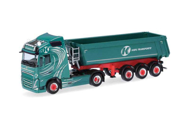 2020 Volvo FH Tractor with Dump Trailer - Assembled -- Kiefl Transport (green, red, German Lettering)