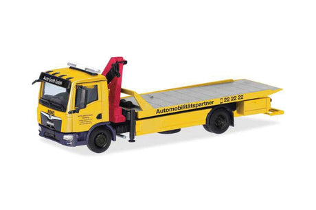 MAN TGM Flatbed Tow Truck - Assembled -- ADAC (yellow, black, German lettering)