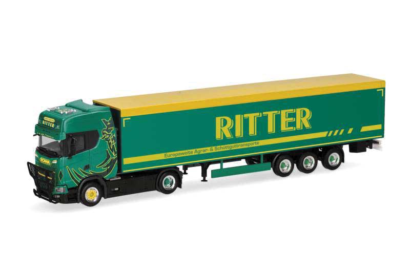 Scania CS 20 HD Tractor with Walking Floor Trailer - Assembled -- Ritter (green, yellow, German Lettering)