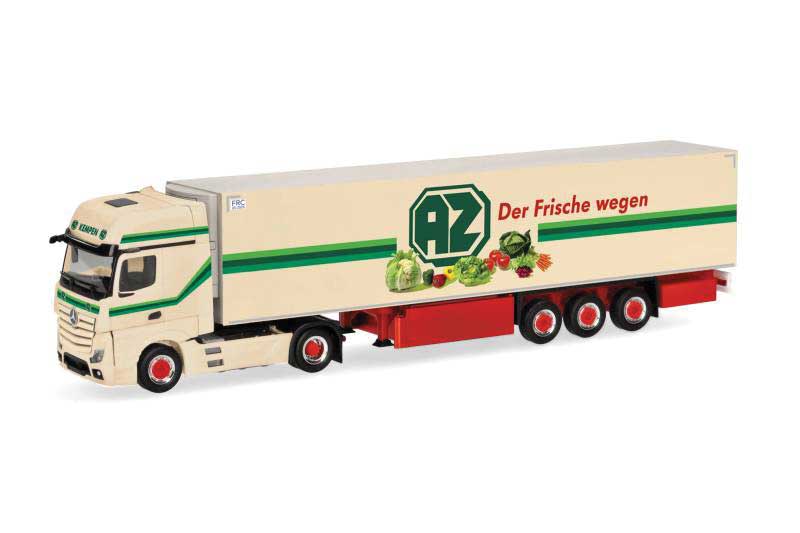 Mercedes-Benz Actros Tractor with Reefer Trailer - Assembled -- Az Kempen (beige, red, green, German Lettering)