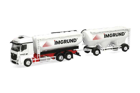 Mercedes-Benz Actros Bulk Silo Truck and Trailer - Assembled -- Imgrund (white, black, red, German Lettering)