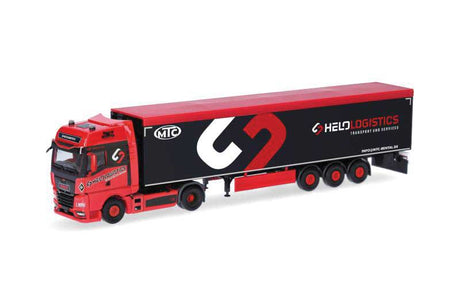 MAN TGX with Walking Floor Trailer - Assembled -- Helo-Logistik (black, red, German Lettering)