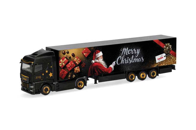MAN E-TGX Tractor with Van Trailer - Assembled -- 2025 Christmas (black, gold, red)