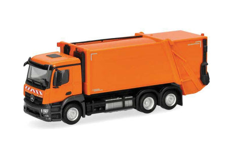 Mercedes-Benz Actros Garbage Truck - Assembled -- Orange, Black-1