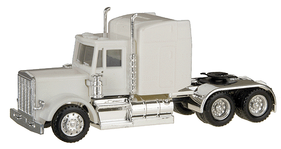 American Trucks - Tractor Only - Peterbilt -- Conventional w/Skirted Chassis, 63" High Sleeper & Airfoil - Unpainted (whi