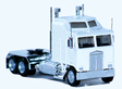 K100 Semi Tractor w/1-Bar Grille & Extra-Long Chassis - Assembled -- White, Chrome Chassis