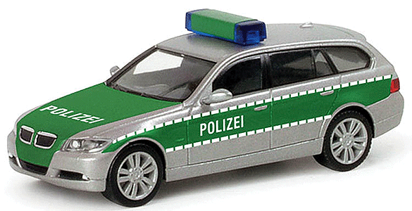 Emergency - Police Vehicles - BMW -- 3-Series T Stationwagon w/Nonworking Hella Lightbar (silver, green, white)