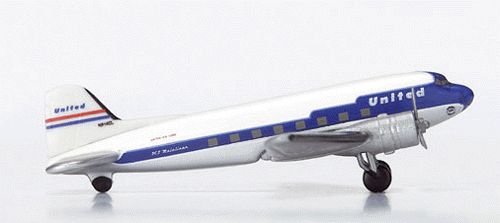 Herpa Wings Aircraft - Assembled -- Clay Lacy Aviation/United Airlines Douglas DC-3
